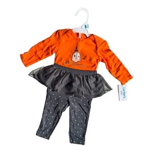 Carter's Girls 6M Fab-Boo-lous Graphic Halloween set onesie and tutu